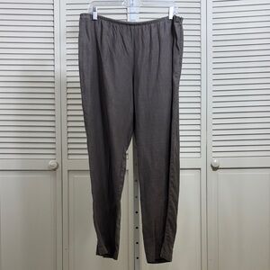 Eileen Fisher Women's Linen Side Zip Slim Straight Pants Large